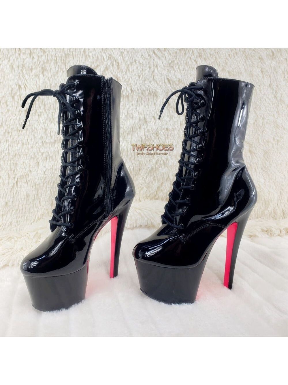 Sky 1020TT Black Patent High Heel Ankle Boots - Picture 10 of 14
